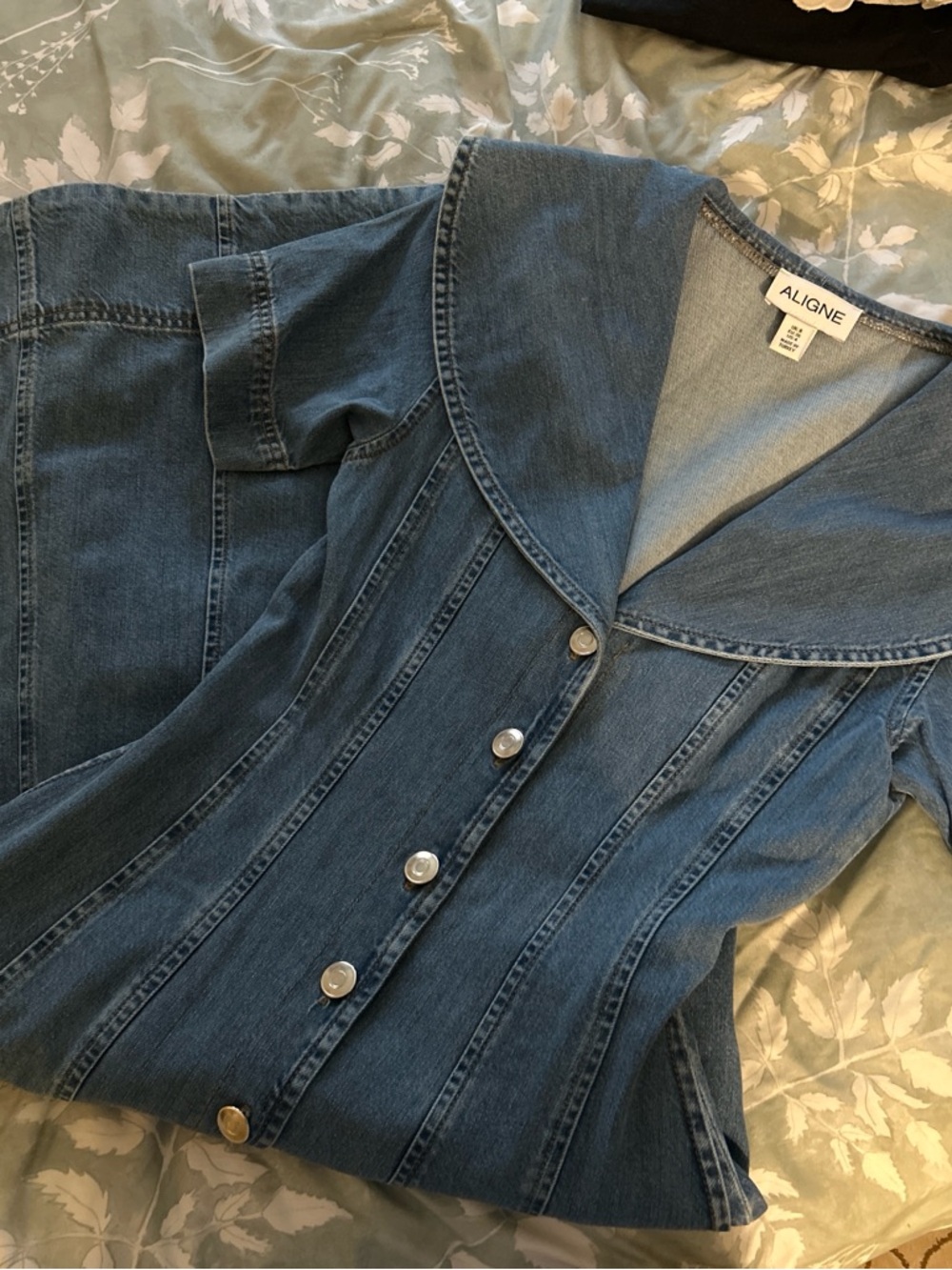 ALIGNE Denim Button-Front sailor dress in Washed Blue